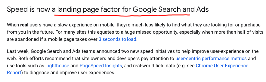 Good Search & Ads team update about how site Speed will factored for google search and ads 