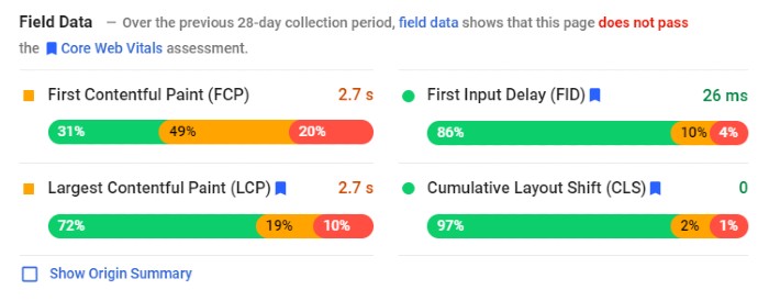 Page Speed Insights Field Data