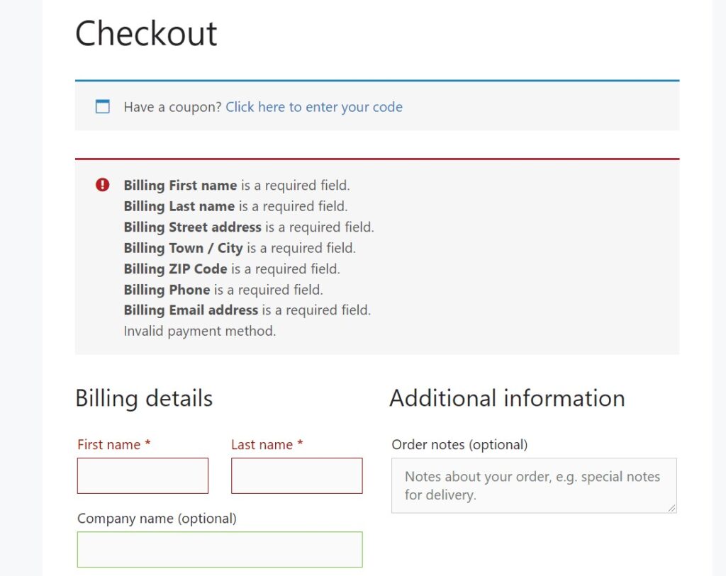 WooCommerce checkout broken form WordPress