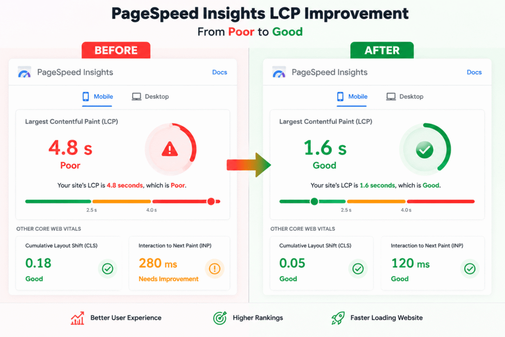 pass-core-web-vitals-in-wordpress-lcp-before-after